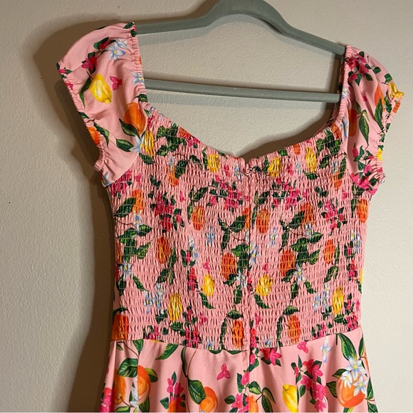 Floral Midi Dress in Pink and Orange - Picture 9 of 14